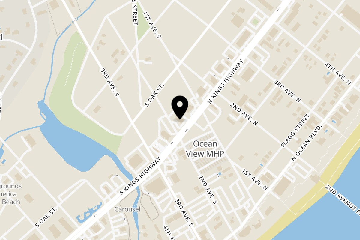 Map showing the location of El Cerro Mexican Bar & Grill Kings Hwy on 108 S Kings Hwy in Myrtle Beach